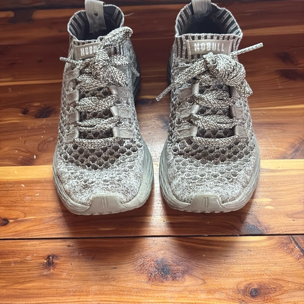 NOBULL Knit Lace-Up Sneakers in Taupe - Picture 3 of 5